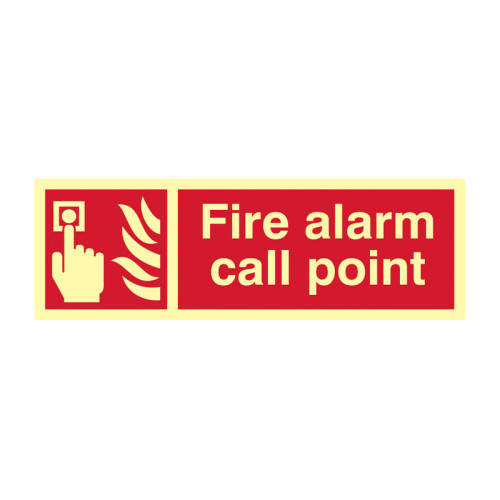 'Fire Alarm Call Point' Sign, Flexible Photoluminescent Vinyl (300mm x 100mm)