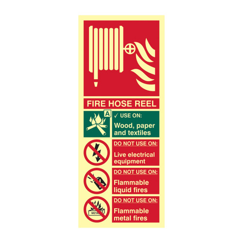 'Fire Hose Reel' Sign, Flexible Photoluminescent Vinyl (82mm x 202mm)