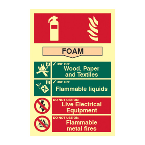 'Fire Extinguisher Composite Foam' Sign, Flexible Photoluminescent Vinyl (200mm x 300mm)