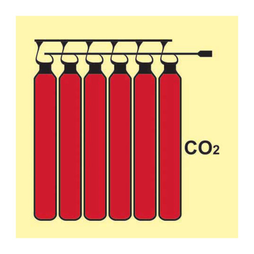 'Co2 Battery' Sign, 1.3mm Self-Adhesive Rigid Photoluminescent Board (150mm x 150mm)