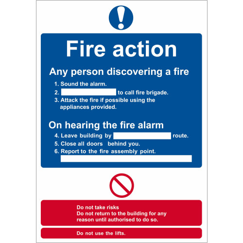 Fire action procedure - RPVC (148 x 210mm) 17365