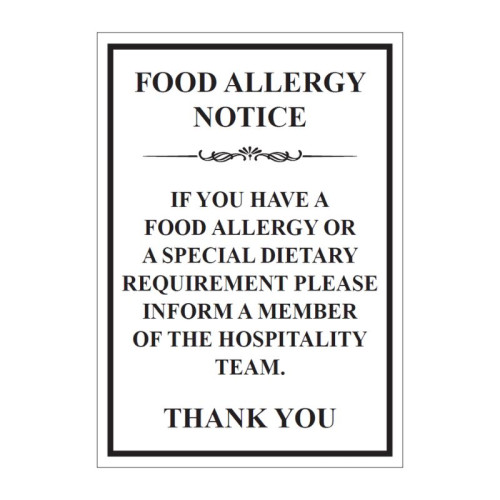 Food Allergy Notice - SAV (210 x 297mm)