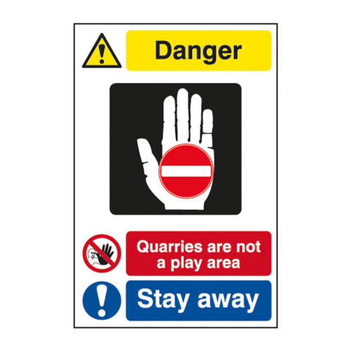 'Quarries Are Not A Play Area Stay Away' Sign, Aluminium Composite Panel (400mm x 600mm)