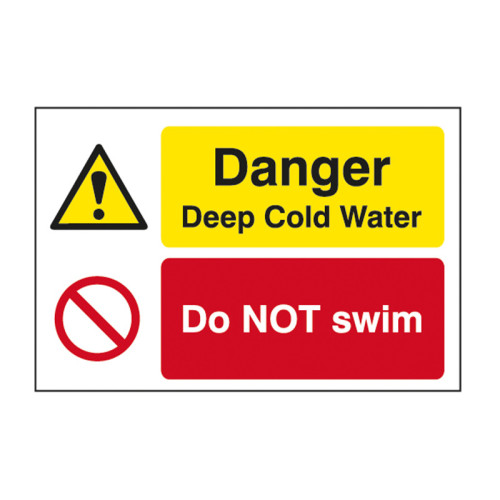 'Danger Deep Cold Water Do Not Swim' Sign, Aluminium Composite Panel (600mm x 400mm)