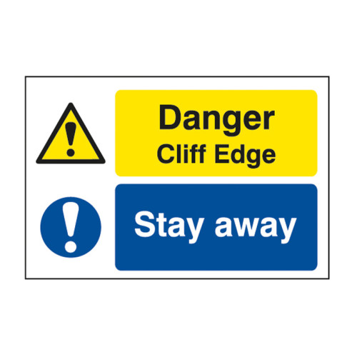 'Danger Cliff Edge Stay Away' Sign, Aluminium Composite Panel (600mm x 400mm)