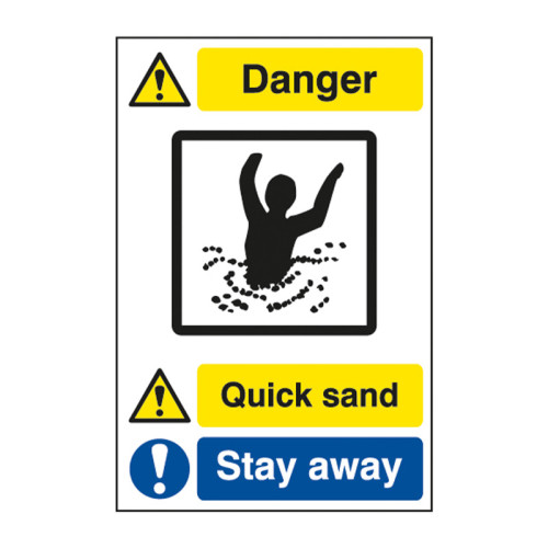 'Quick Sand Stay Away' Sign, Foamed PVC Board (400mm x 600mm)