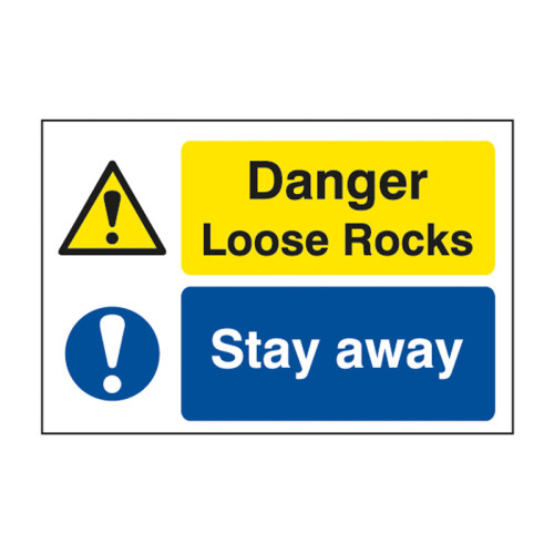 'Danger Loose Rocks Stay Away' Sign, Foamed PVC Board (600mm x 400mm)