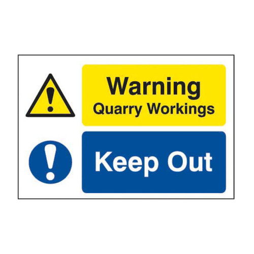 'Warning Quarry Workings Keep Out' Sign, Foamed PVC Board (600mm x 400mm)