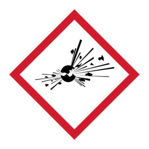 'GHS Explosive Symbol' Label, Self-Adhesive Vinyl, (100mm x 100mm)