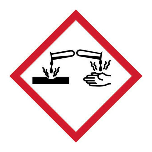 'GHS Corrosive Symbol' Label, Self-Adhesive Vinyl, (100mm x 100mm)
