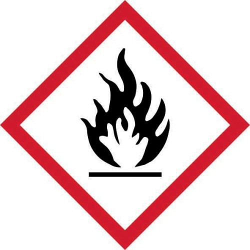 'GHS Flammable Symbol' Labels, Self-Adhesive Vinyl, (50mm x 50mm) Pack of 10