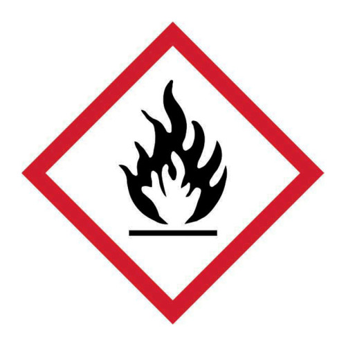 'GHS Flammable Symbol' Label, Self-Adhesive Vinyl, (100mm x 100mm)