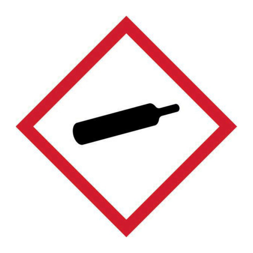 'GHS Compressed Gas Symbol' Label, Self-Adhesive Vinyl, (50mm x 50mm) Pack of 10