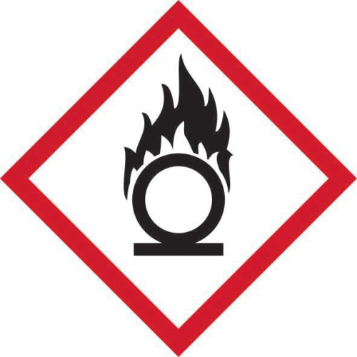 'GHS Oxidising Symbol' Labels, Self-Adhesive Vinyl, (50mm x 50mm) Pack of 10
