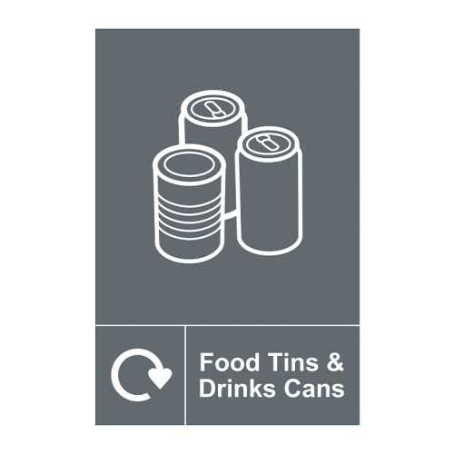 'Food Tins & Drinks Cans Recycling' Sign, Self-Adhesive Vinyl (150mm x 200mm)