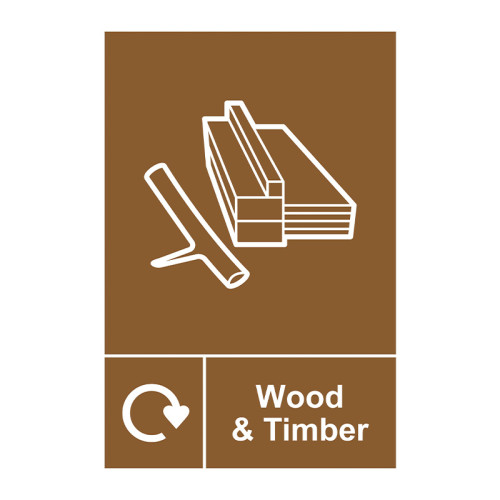 'Wood & Timber Recycling' Sign, Self-Adhesive Vinyl (150mm x 200mm)