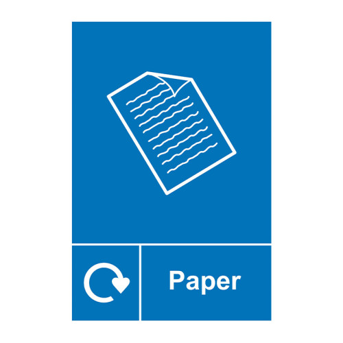 'Paper Recycling' Sign, Self-Adhesive Vinyl (200mm x 300mm)