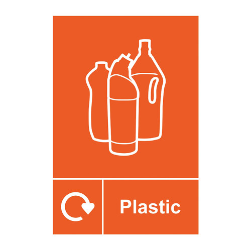 'Plastic Recycling' Sign, Self-Adhesive Vinyl (150mm x 200mm)