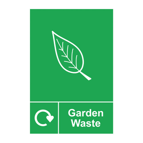 'Garden Waste Recycling' Sign, Self-Adhesive Vinyl (150mm x 200mm)