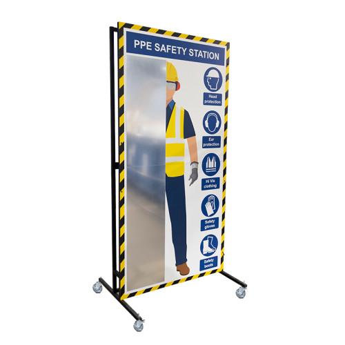 PPE Safety Station on Moveable Steel Frame with Castors