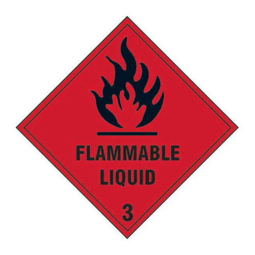 'Flammable Liquid 3' Label, Self-Adhesive Vinyl, (200mm x 200mm)