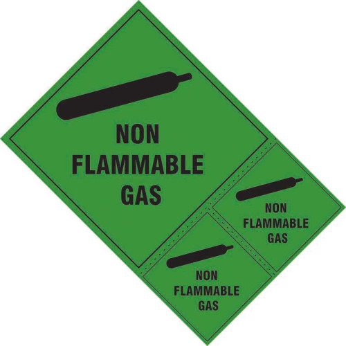 'Non Flammable Gas' Labels, Self-Adhesive Vinyl (200mm x 300mm) Pack of 3