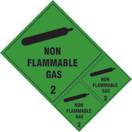 'Non Flammable Gas' Class 2 labels, Self-Adhesive Vinyl (200mm x 300mm) Pack of 3