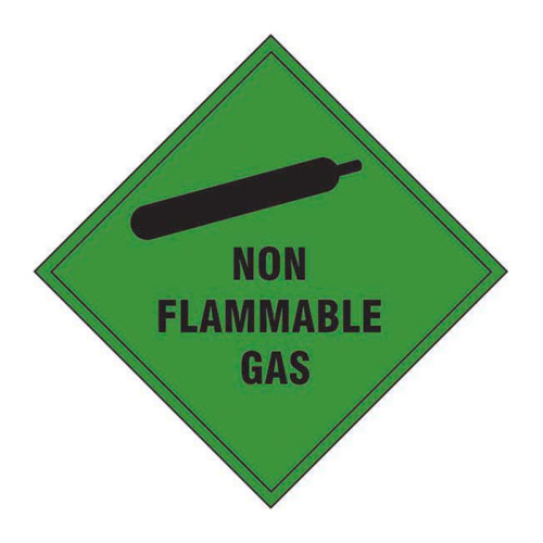 'Non Flammable Gas' Label, Self-Adhesive Vinyl, (200mm x 200mm)