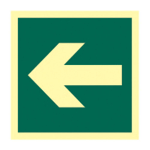 'Arrow Symbol' Sign, 1.3mm Rigid Self Adhesive Photoluminescent (150mm x 150mm)