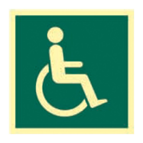 'Disabled Symbol' Sign, 1.3mm Rigid Self Adhesive Photoluminescent (150mm x 150mm)