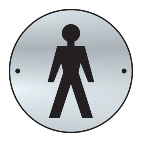 'Gentlemen Graphic' Door Disc, Satin Anodised Aluminium, (75mm Dia.)