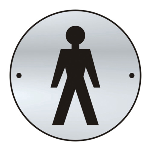 'Gentlemen Graphic' Door Disc, Satin Stainless Steel, (75mm Dia.)