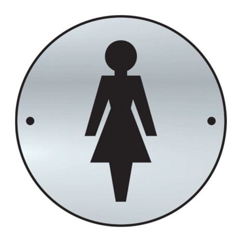 'Ladies Graphic' Door Disc, Satin Anodised Aluminium, (75mm Dia.)
