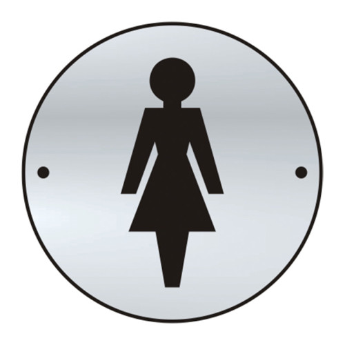 'Ladies Graphic' Door Disc, Satin Stainless Steel, (75mm Dia.)