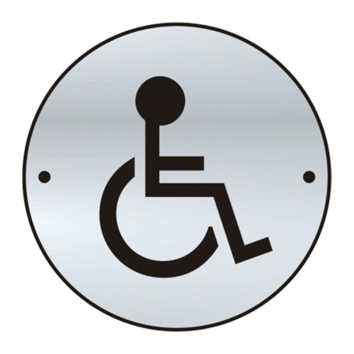 'Disabled Graphic' Door Disc, Satin Stainless Steel, (75mm Dia.)