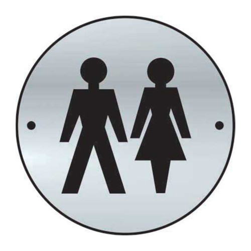 'Unisex Graphic' Door Disc, Satin Anodised Aluminium, (75mm Dia.)
