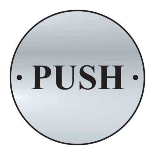 'Push' Door Disc, Satin Stainless Steel, (75mm Dia.)