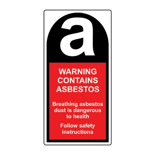 'Warning Contains Asbestos' Labels, Self-Adhesive Polypropylene, (25mm x 50mm) (Roll of 500)