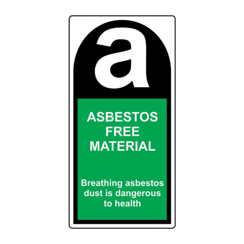 'Asbestos Free Material' Labels, Self-Adhesive Polypropylene, (25mm x 50mm) (Roll of 500)