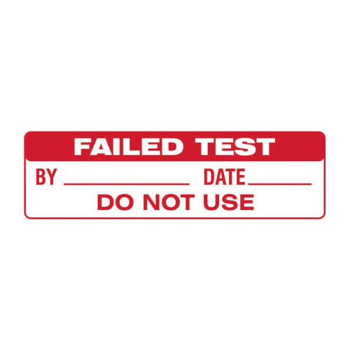 'Failed Test' Labels, Self-Adhesive Paper, (51mm x 15mm) (Sheet of 80)