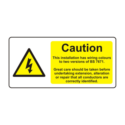 Caution - Two Wiring Colours Present - 3401