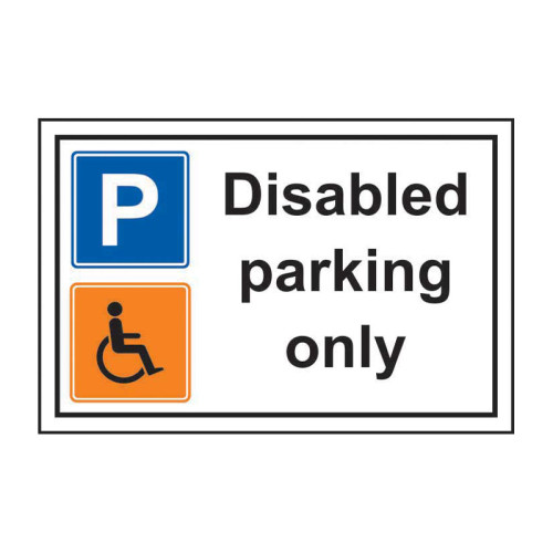 'Disabled Parking Only, Vandal Resistant Polycarbonate, (300mm x 200mm)