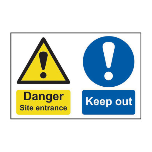 Danger Site entrance Keep out - PP - 1.2mm Polypropylene Non Adhesive - Non Bagged - (600 x 400mm)