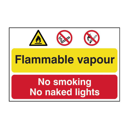 Flammable vapour / No smoking or naked lights - PP - 1.2mm Polypropylene Non Adhesive - Non Bagged - (600 x 400mm)