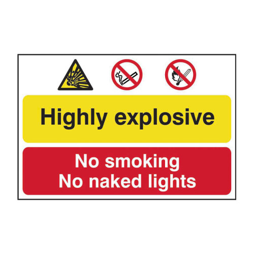 Highly explosive No smoking or naked lights - PP - 1.2mm Polypropylene Non Adhesive - Non Bagged - (600 x 400mm)