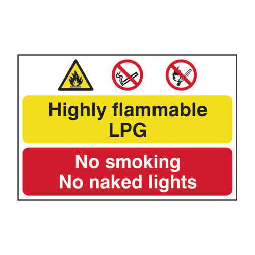 Highly flammable LPG No smoking or naked lights - PP - 1.2mm Polypropylene Non Adhesive - Non Bagged - (600 x 400mm)