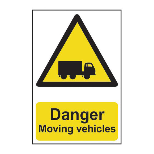 Danger Moving vehicles - PP - 1.2mm Polypropylene Non Adhesive - Non Bagged - (400 x 600mm)