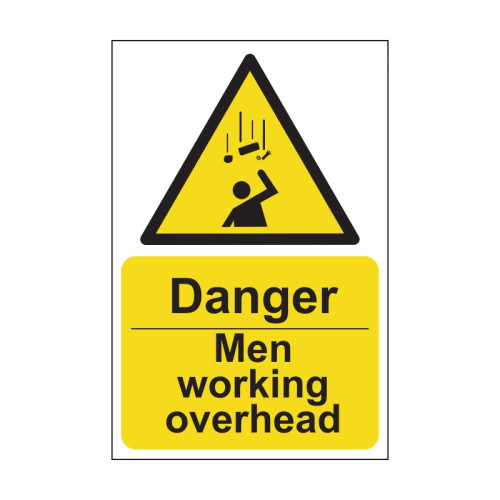 Danger Men working overhead - PP - 1.2mm Polypropylene Non Adhesive - Non Bagged - (400 x 600mm)