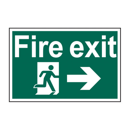 Fire exit running man arrow right - Self Adhesive PP (600 x 400mm)