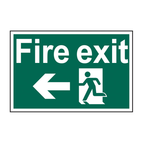 Fire exit running man arrow left - 1.2mm Recyclable PP (600 x 400mm)